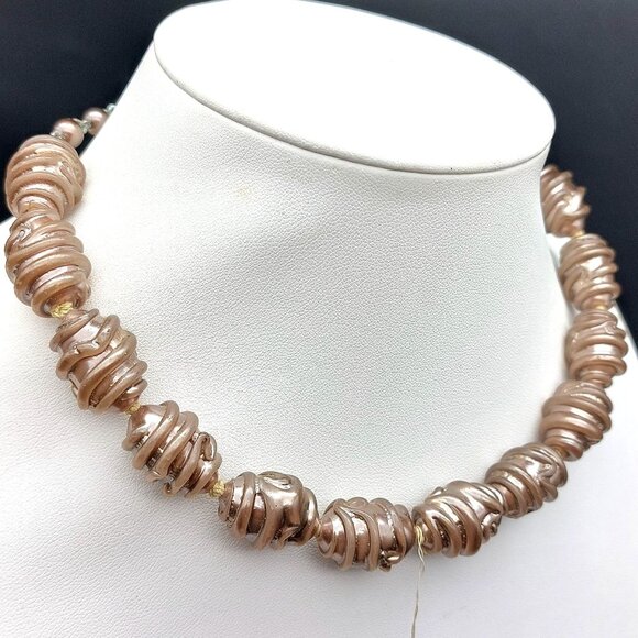 Vintage Japan Lampwork Glass Bead Necklace 13-16" Adjustable Choker - Picture 3 of 6